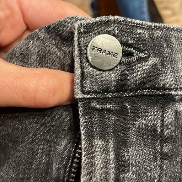 Frame Le High Straight Le Frayed Notch Hem Cropped Jeans sz 26 - Picture 12 of 16